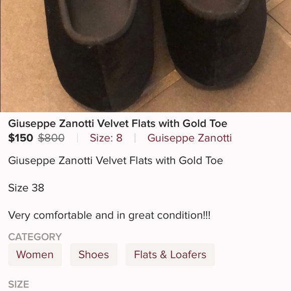 Giuseppe Zanotti Black Velvet Flats - Picture 6 of 6